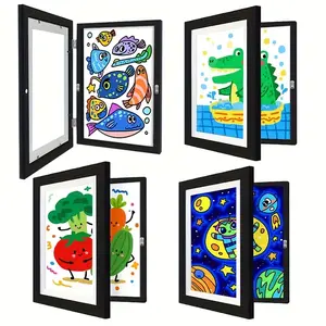 Art Frames 8.5x11 Inch Artwork Flip Frame Changeable for Picture Display, 1/2/4pcs Frames School Drawing Projects Storage, Horizontally Vertically Wall Hanging, Front Opening(Black)