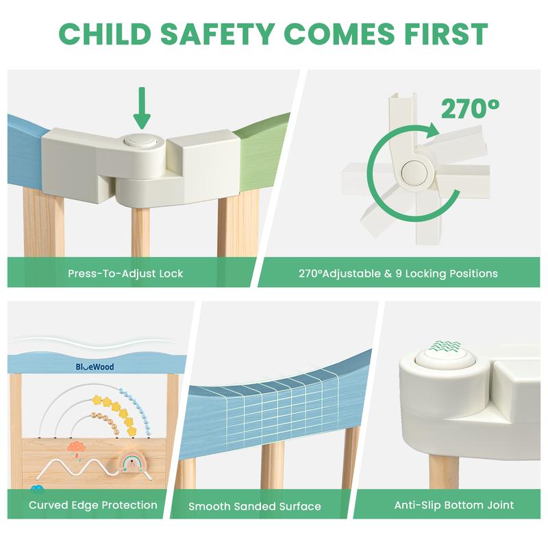 BlueWood Baby Gate Playpen, Foldable, Baby Playpen with Sensory Board Features *Rainbow