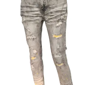 Men's Ripped Denim Jeans in Streetwear Style Menswear Pants guapi jean men