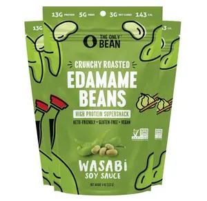 The Only Bean Edamame Dry Roasted Edamame Beans Snack (Wasabi Soy Sauce), Wasabi Peas Alternative, Asian Japanese Snacks, Healthy High Protein Snacks, Low Carb, Gluten Free, 4oz (Pack of 3)