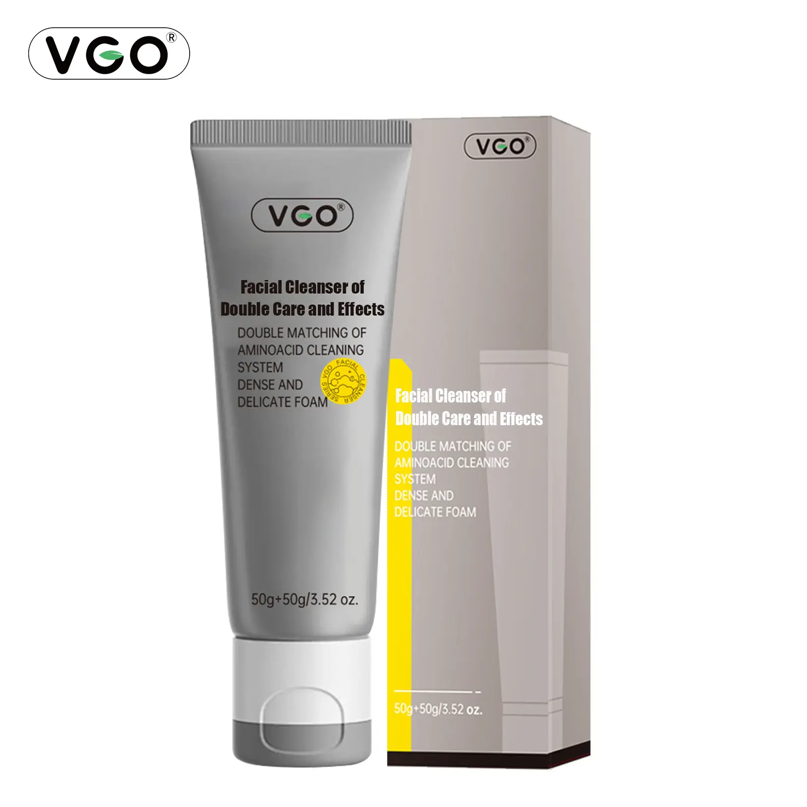 VGO Double Care Cream Activated Charcoal-Coconut Facial Cleanser - 50g Daily Gentle Cleansing Wash, Soothing, Hydrating, Suitable for All Skin Types, Activated Charcoal Facial Cleansers, Face Cleanser, Single Item