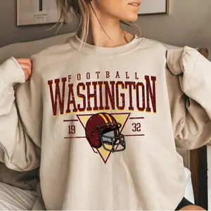 Vintage Style Washington Football Sweatshirt, Washington Crewneck Commander Sweater, Washington Fan Gift Unisex Top For Game Day
