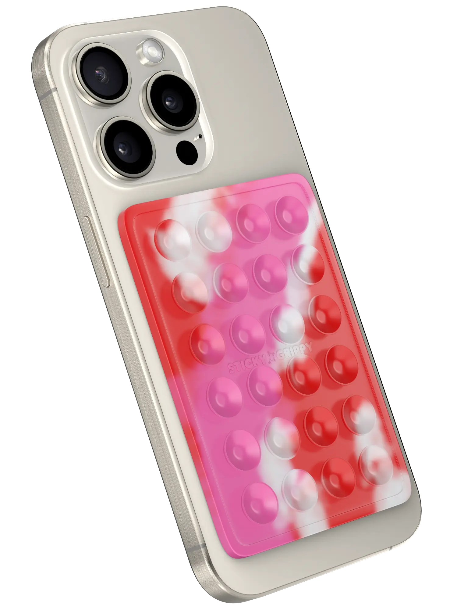 Pink Candy StickyGrippy - Suction Phone Case Mount, Silicon Adhesive Phone Accessory for iPhone and Android, Hands-Free Fidget Toy Mirror Shower Phone Holder, Tiktok Videos and Selfies