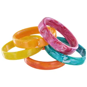 Women's Beautiful Glossy Marbled Round Lucite Bangle Bracelet Large Size - Fashion Jewelry Gift for Her Beautiful Bracelet