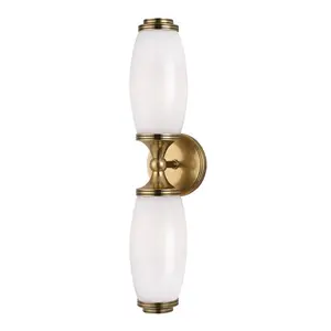 Brooke Sconce - 2-Light Vintage Style Wall Fixture with Opalescent Glass Shades in Aged Brass or Chrome