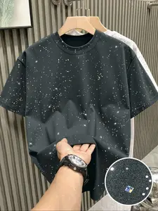 New Men's Short Sleeve T-Shirt, Fashion Starry Sky Reflective Design, Sparkling Like a Starry Sky, Essential Outerwear Item