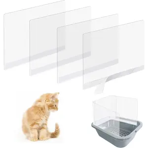 Litter Box Splash Guard Pee Shields - Anti-Splashing  High Sided Litter Box High Wall  Toilet  Kit for Open Top Litter Pan (4 PCS)