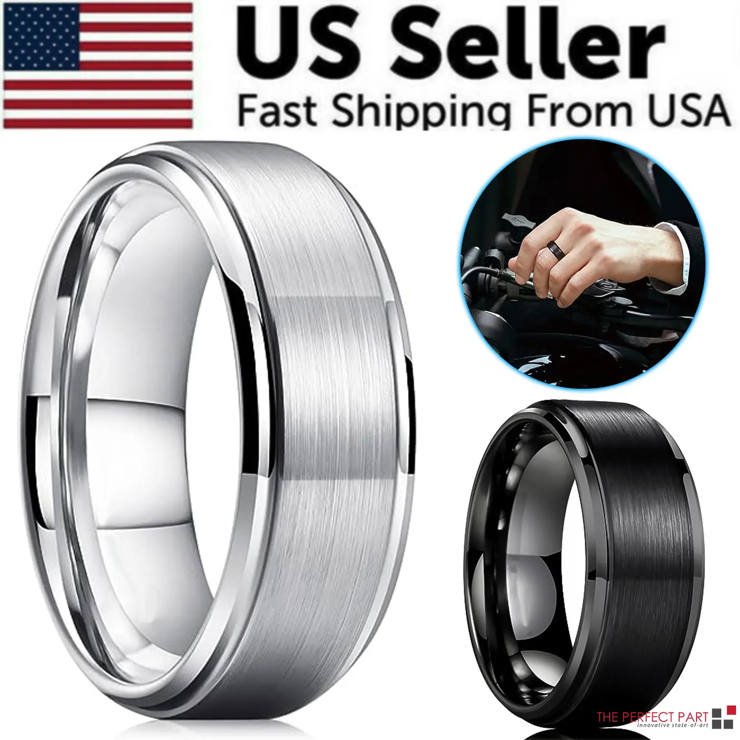 Tungsten Carbide Wedding Band for Men – Brushed Silver Finish, Comfort Fit, Sizes 5–17 + Half Sizes