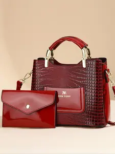 Women's Fashionable Crocodile Embossed Handbag & Envelop Clutch, Casual Versatile Shoulder Bag Set for Daily Used, Trendy High-quality Daily Commuting Bag