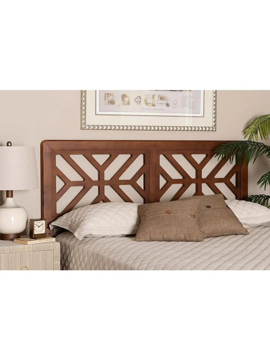 Baxton Studio Kalare Wood Headboard - Full Size Adjustable Bed Headboard with Geometric Cutout, Dark Brown Walnut Finish, Durable Easy-Install Contemporary Bedroom Bed Frame Accent, Adjustable Bed Headboards, Dark Brown Headboards