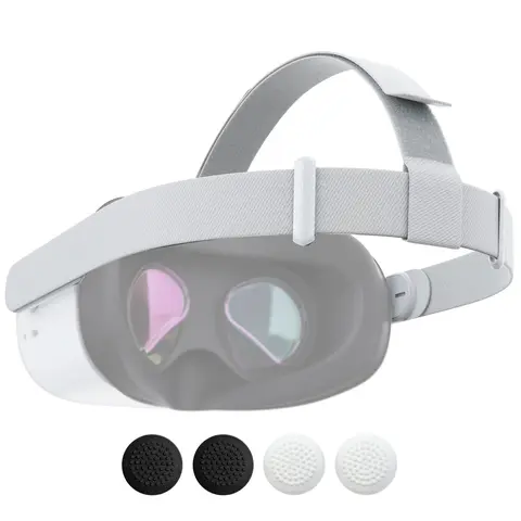 Adjustable Elastic Headband for Meta Quest 2 Virtual Reality Headset, Premium Materials & Ergonomic Design Interchangeable Strap Accessory with 4 Thumb Grip Caps (Small Gifts of Thumb Grip Caps Included)