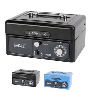 Cash Box with Key Lock, 1 Count Durable Metal Cash Box with Combination Lock, Multifunctional Cash Box for Office & Home Use, Money Safe Box