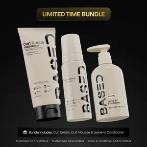 BASED Hydration Definition Volume Trio | Leave-In Conditioner, Curl Cream, Curl Mousse Bundle