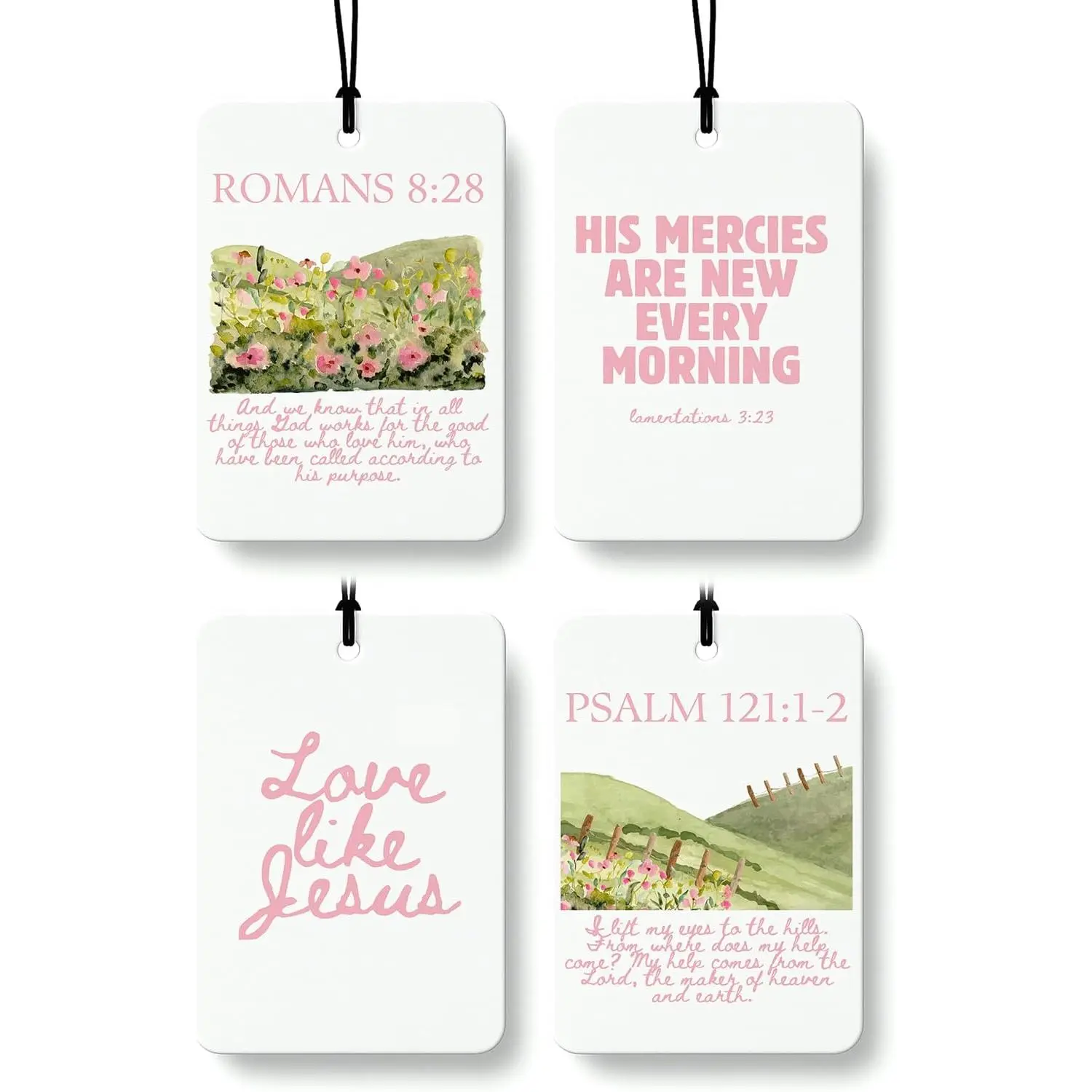 Christian Cologne Hanging Air Freshener (4-Count) - Cute Preppy Floral Religious Verse Design, Car Interior Decor & Fragrance Accessory, Gifts for Teen Girls & Coworkers, Friends, Bathroom Dorm Books Decor, Car Fragrance, Accessories For Car