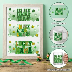 Premium 19pcs St. Patrick's Day UV DTF Decorative Stickers, Lucky Mama Clover Themed Window Decals For Home Window Decor & General Decorative Projects