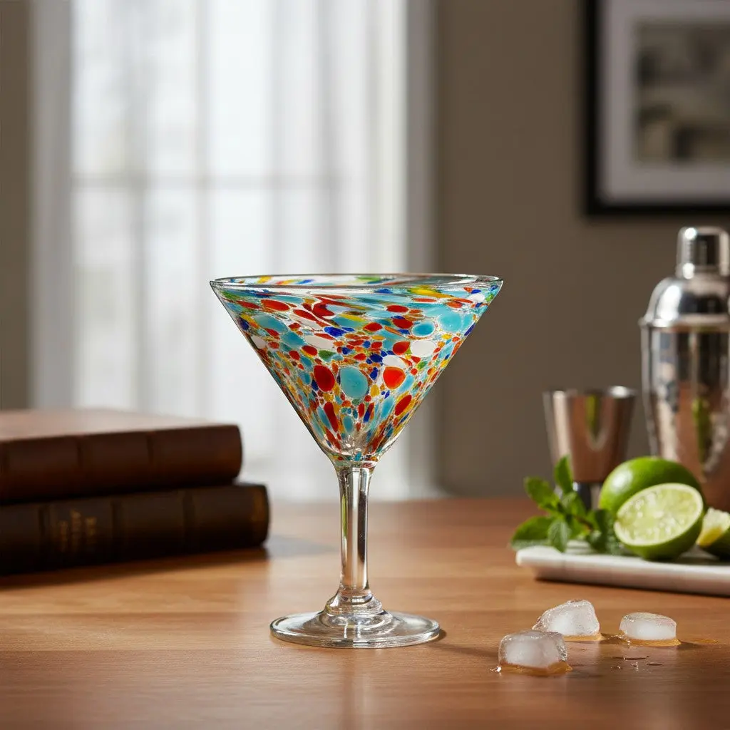 Confetti Pebbled Martini Glass | Hand-Blown Mexican Barware