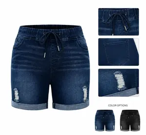 Straight Leg Jeans - Summer Rolled Cuff Denim Pants, Vintage Ripped Slim Fit Trousers for Women checkered print SoftMotion Fitness