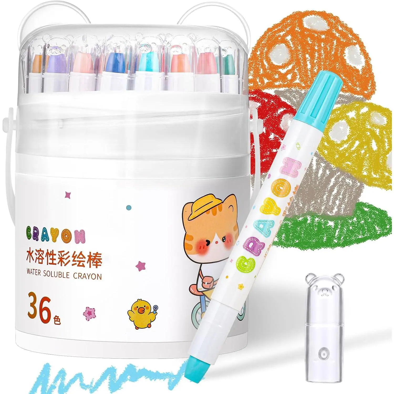 36 Color Silky Twistable Crayons for toddlers 1-3, Washable Art Supplies, Multicultural Pastel Gel Crayons, Easy Grip Coloring Gift for Kids Watercolor Creativity