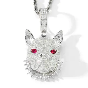【#P740】Bulldog Pendant UCCIYO S925 Sterling Silver Synthetic Moissanite Pendant Necklace for Women Men Hip Hop Jewelry Gift