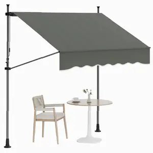 [FLASH SALE] Garvee 118"x118" Retractable Patio Awning, Manual Outdoor Sunshade, Adjustable Height & Angle, UV & Water-Resistant, Durable Fabric, Grey