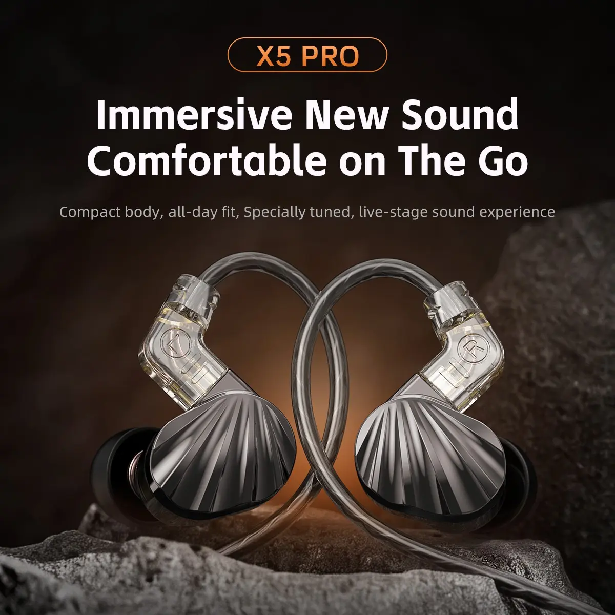 X5 Pro Shell Pattern Replaceable Cable In-Ear Headphones, Dual Neodymium Magnet Large Driver, Low Latency Gaming, HiFi Wired Earphones, In Ear Design