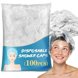 100 Disposable Shower Caps Unisex - Large Plastic Hair Caps for Deep Conditioning Shower Cap Reusable Waterproof for Women Men Hair Treatment Bath Cap for Long Hair Travel Essentials