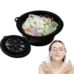 Face Bowl for Ice With Built-in Ice Tray Collapsible Silicone Facial Face Ice Bath Bowl Small Reusable Cold Plunge Basin is Portable,Perfect for Home Use,Camping,Travel Cold Bath Spa Tool