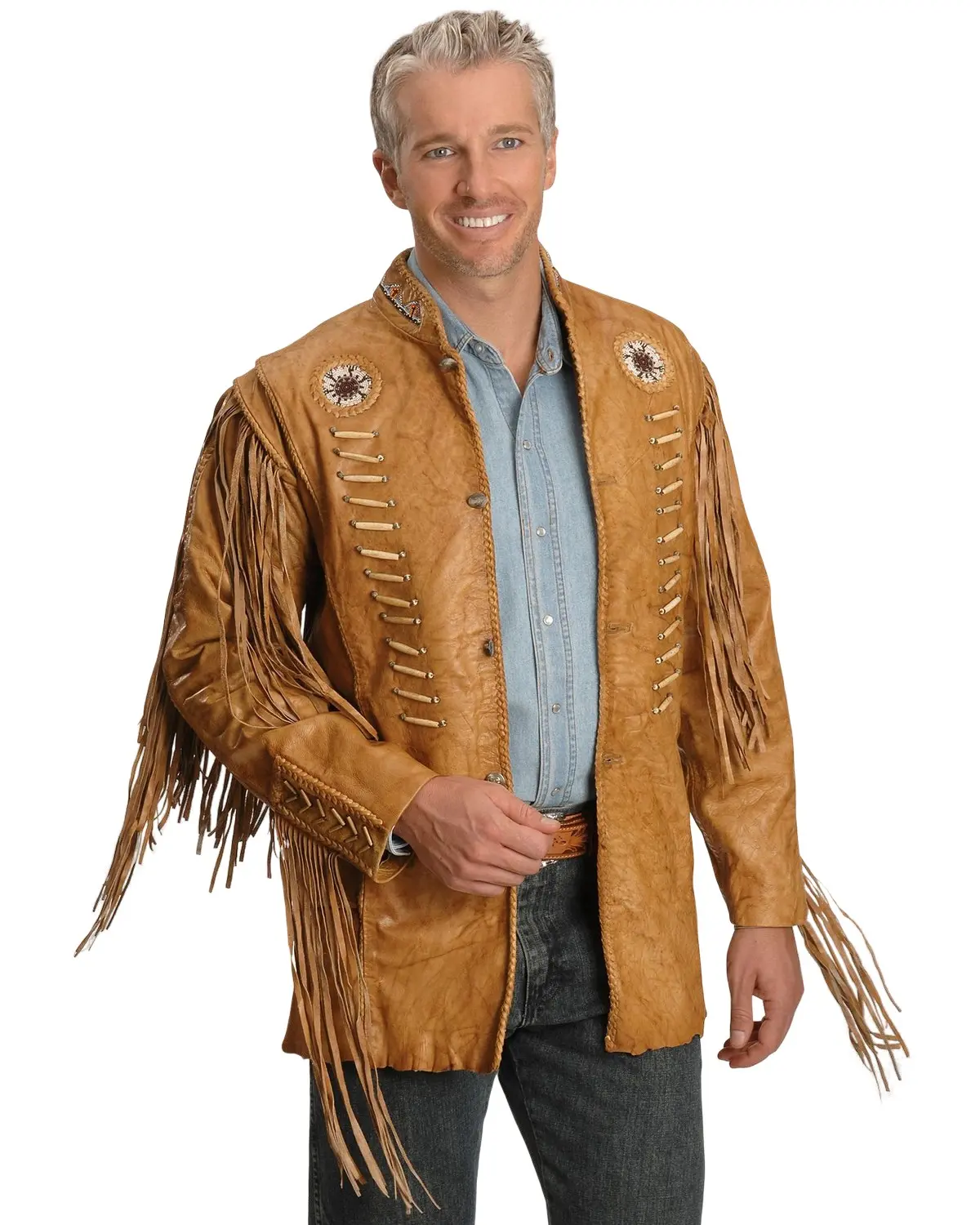 Kobler Leather Men's Zapata Fringed Jacket - Zapata Beige