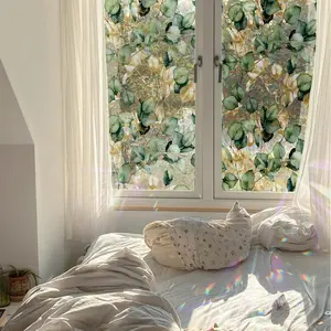 Watercolor Static Cling  Window Film, Watercolor Golden Leaves 16.92" X 39.37"