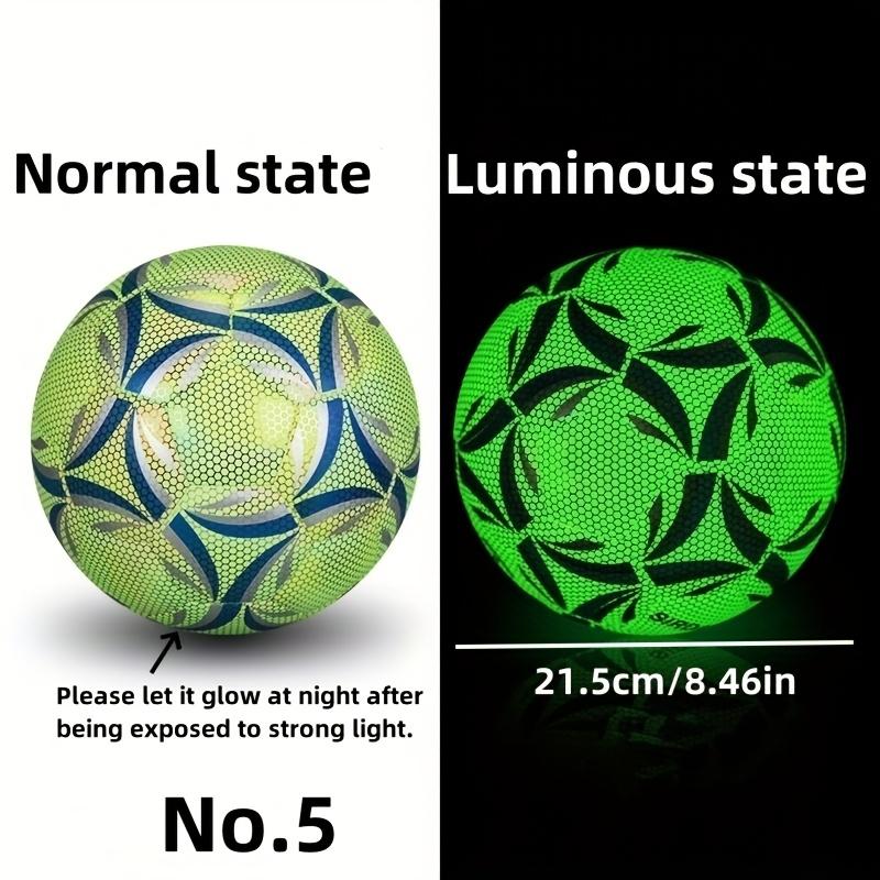 Glow-In-The-Dark Fluorescent Soccer Ball Size 5, Durable PU Material, Ideal for Outdoor Training & Home Use, Night Glow Football