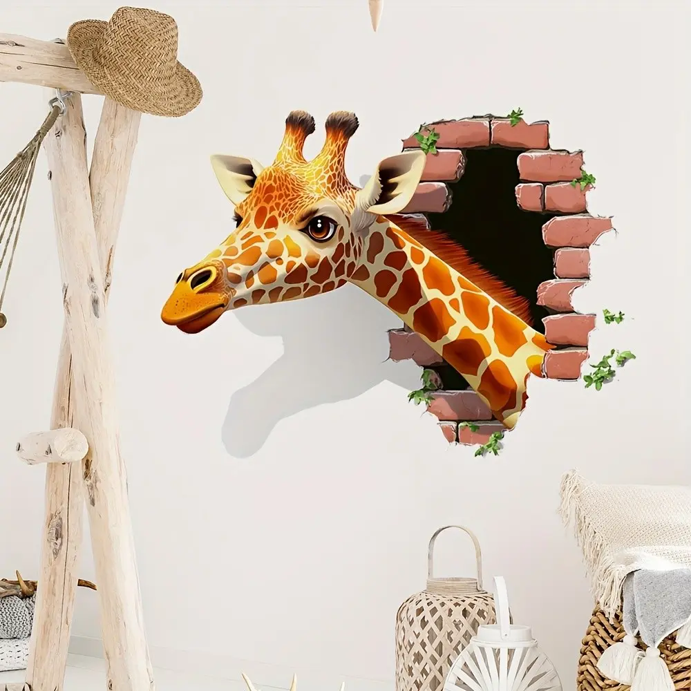 Creative Personalized 3D Decorative Wall-Mounted Giraffe Sticker, Self-Adhesive Living Room Bedroom Background Decor, Unique Home Decoration Wall Art Stickers