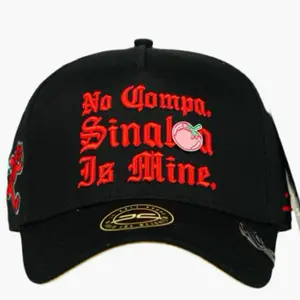 Sinaloa es mine Jc hats black SnapBack with Red Text and Tomato Design