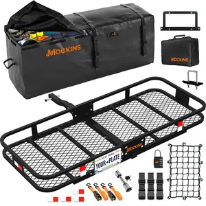 Mockins 60"x20"x6" Trailer Hitch Cargo Rack with 16 Cu.Ft. Black Cargo Bag and Luggage Carrier Accessories