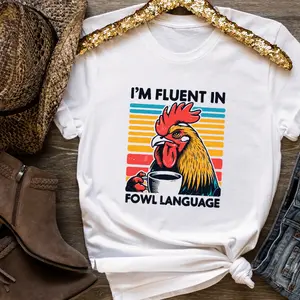 Fluent in Fowl Language Chicken Tee Unisex apparel printed in USA, relaxed fit womenswear, cute, casual and comfortable clothing casual trendy