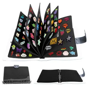 Enamel Pin Display Book with Clear PVC Cover 8 Pages Pin Book Portable Pin Organizer Book Large Capacity Pin Collection Book Creative Pin Trading Book Pin Display Holder