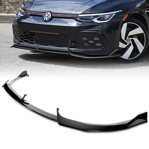 GT-Style Front Bumper Lip Body Kit Spoiler Compatible with 2021 - 2024 Volkswagen Golf GTI Bumper Only MK8 Bumper ( Do Not Fit For Golf R Models )