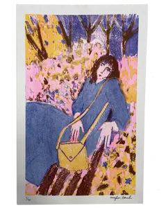 Girls on Bench Risograph Print