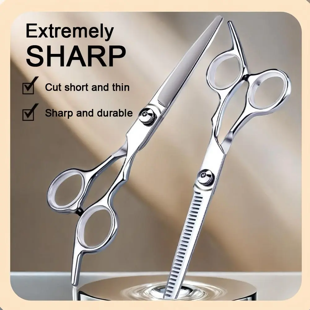 2PCS 6.5” Professional Hair Cutting Scissors – Premium Stainless Steel Salon Flat & Teeth Hair Scissors,Seamless Thinning&Sharp for Home Hair Salon Styling