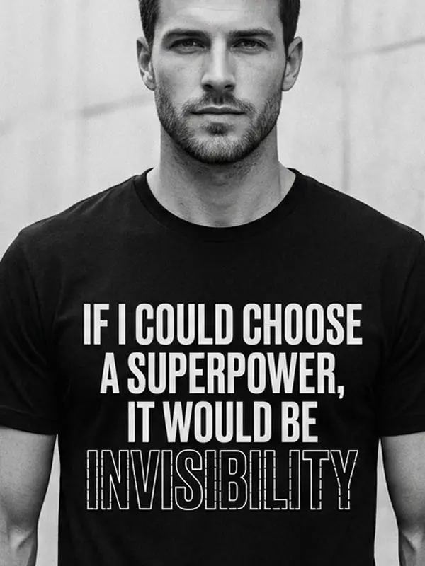 Men's If I Could Choose A Superpower It Would Be Invisibility Front Print Tee