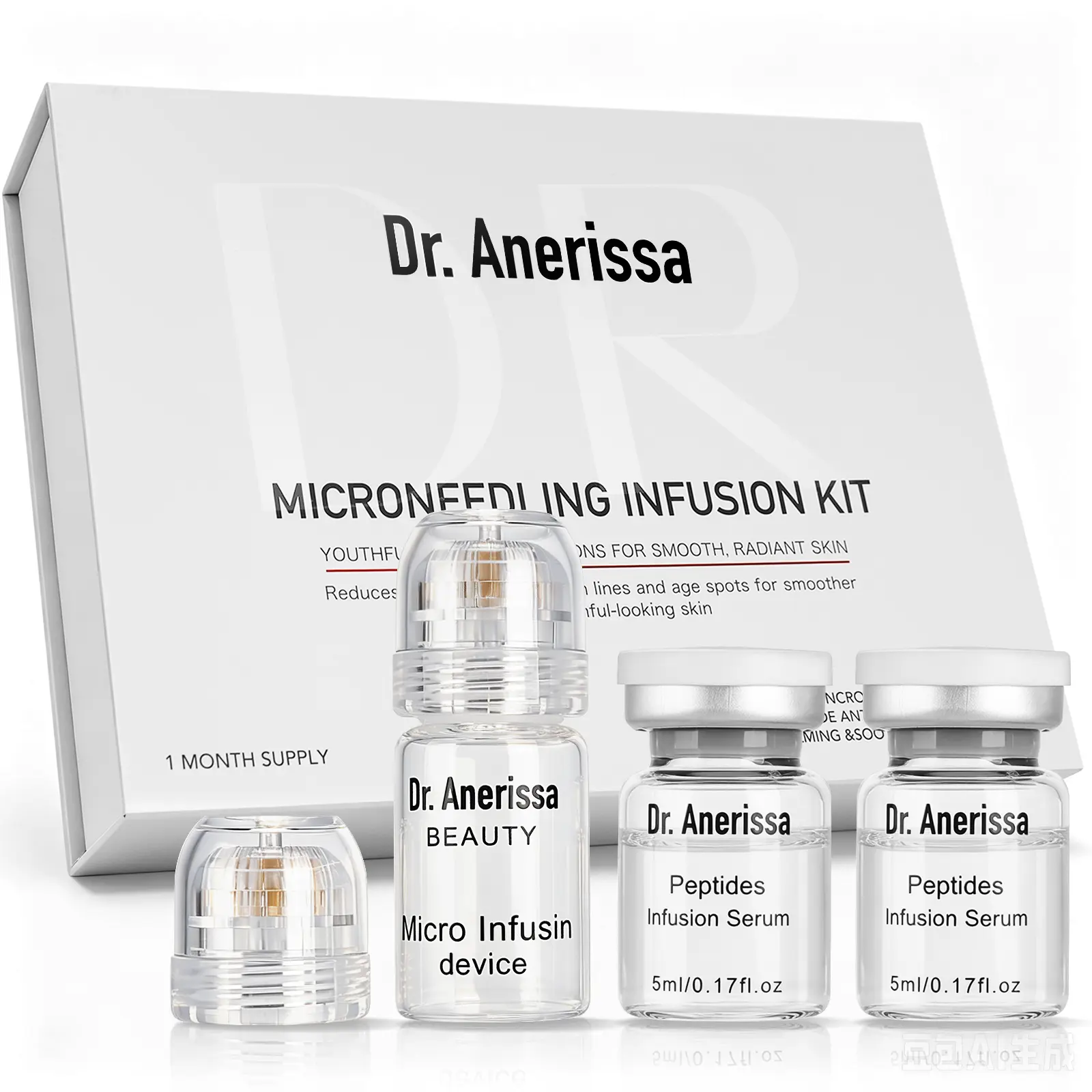 Micro-Infusion System for Face – 0.25mm 24k Gold- Cosmetic Facial Serum & Stamp Kit (2*Applicators + 2*Serums +2 Face Mask )