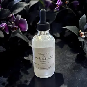 Wicked Orchid Body Oil - 100ml Clear Oil in Black Bottle with Dropper