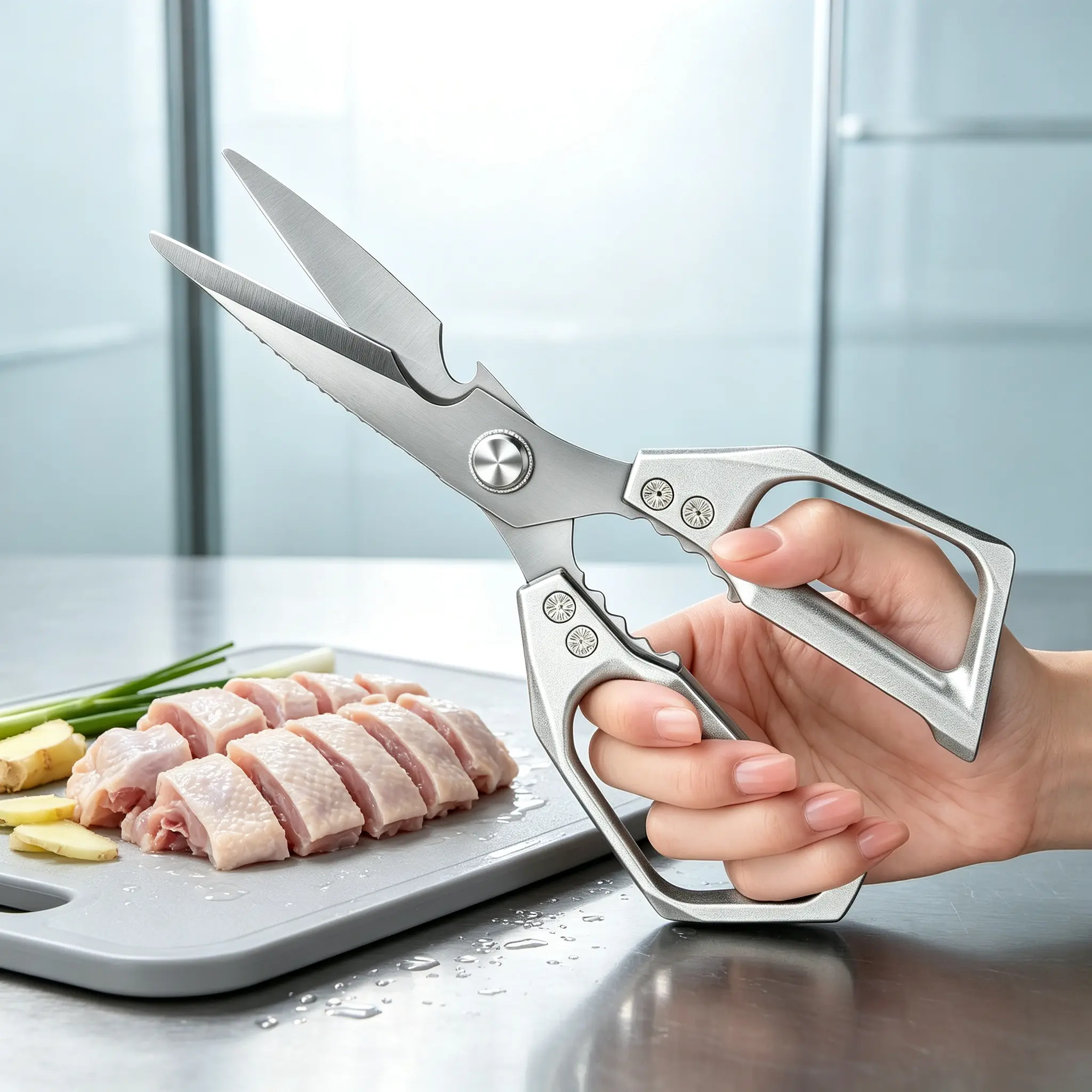 Multi-Purpose Kitchen Cutting Shears – Rustproof Food-Safe Alloy Steel Scissors for Chicken, Fish & Vegetables