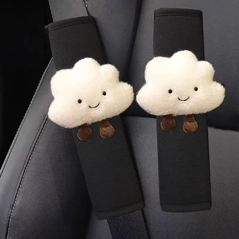 Cute Cloud Shaped Car Seat Protector, 1 Pair Creative Plush Car Seat Shoulder Pad, Car Safety Covers and Interior Supplies, Car Interior Decoration Ac