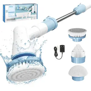 SK Store Powerful Electric Spin Brush for Bathroom & KitchenCleaning Scrubber with Hard Bristles/Long HandleEfficient Floor/Carpet/Baseboard Cleaner #110