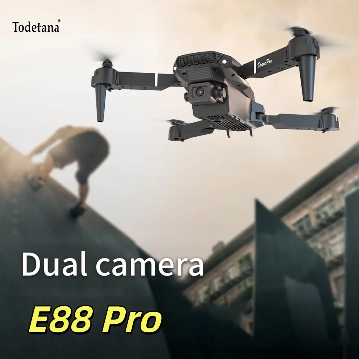 Todetana E88 Drone Camera - Compact Foldable Design, Headless Mode, 360° Flips, One-Touch Launch, Altitude Hold, Perfect for Gifting on Special Occasions