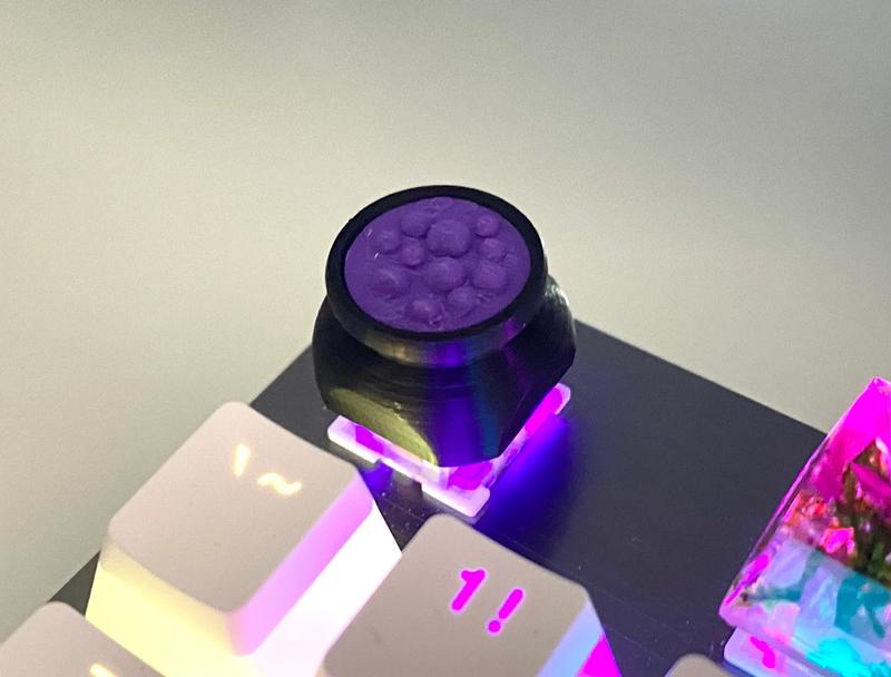 Red, Green and Purple Cauldron Keycaps - Halloween Gaming Keyboard Accessories
