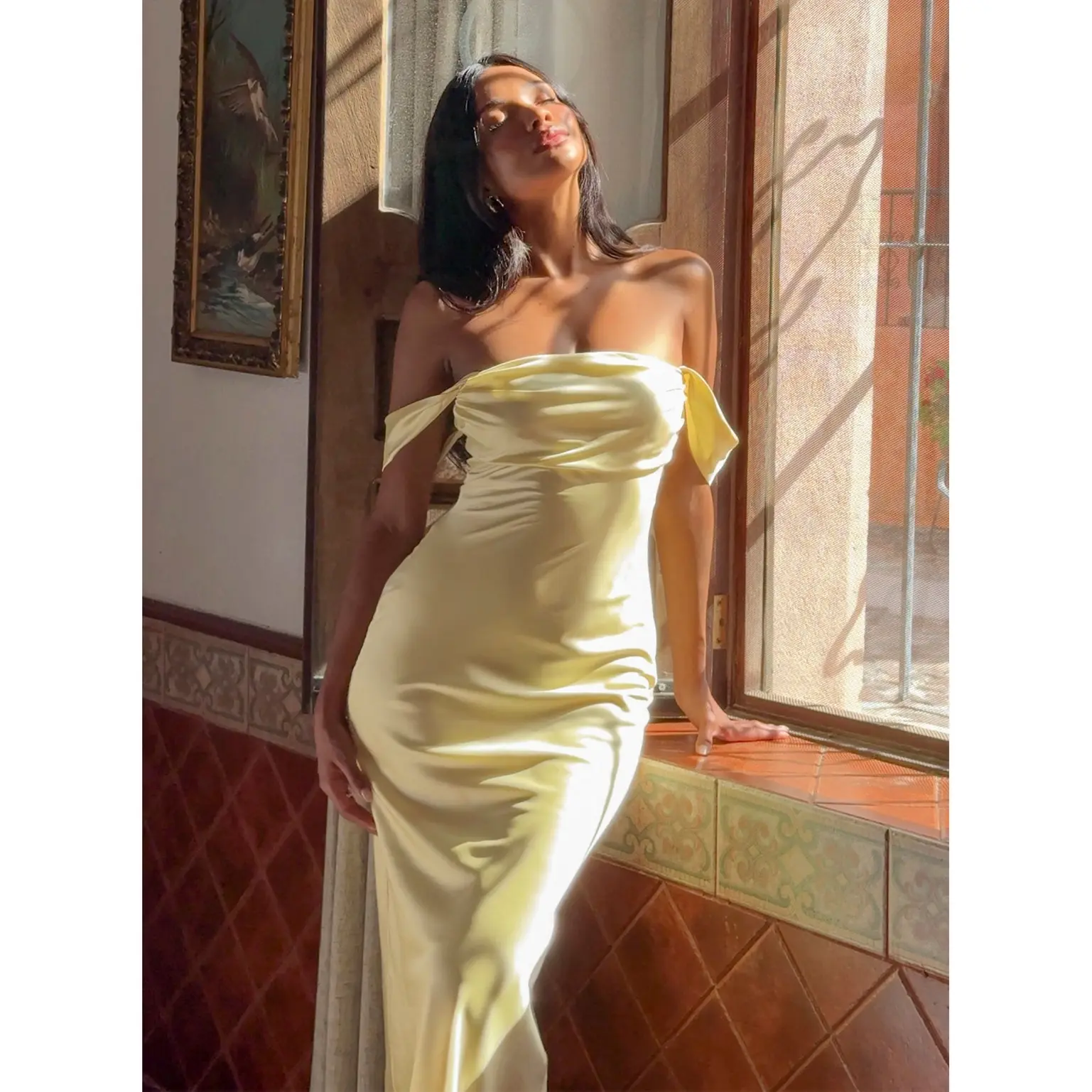 Azura Off The Shoulder Maxi Dress Yellow Azura Off The Shoulder Maxi Dress Yellow