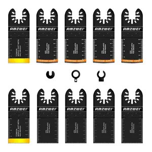 10PCS Oscillating Tool Blades, 3 Types Titanium & HCS Oscillating Saw Blades for Metal, Wood, Plastic, Quick Release Oscillating Tool Blades Fit for Dewalt Milwaukee Ryobi Rockwell Fein