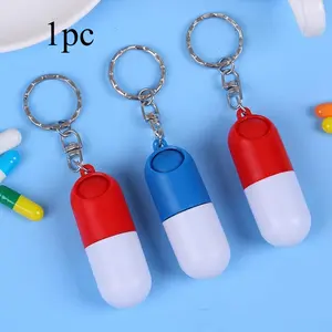 1pc Mini Capsule Pill Box Portable Pill Box with Keychain Mini Pill Box Keychain Keyring Stash Medicine Box Health Care