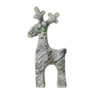 Northlight 22" Gray Rustic Glittered Reindeer Tabletop Decor